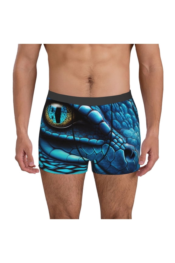Blue Viper Snake Closeup Face Mens Underwear - Boxers for Men, Mens Boxer Briefs, Classic Briefs for Men-X-Large