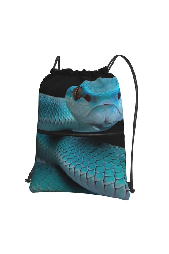Blue Viper Snake1 Drawstring Backpack String Bag Cinch Water Resistant for Gym Shopping Sport Yoga