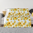 thumbnail image 1 of Naloa Blue White Plaid Sunflower Flannel Blankets - Thick and Warm Blanket for Winter, Soft Fuzzy Plush King Blanket for All Seasons60"x50", 1 of 6