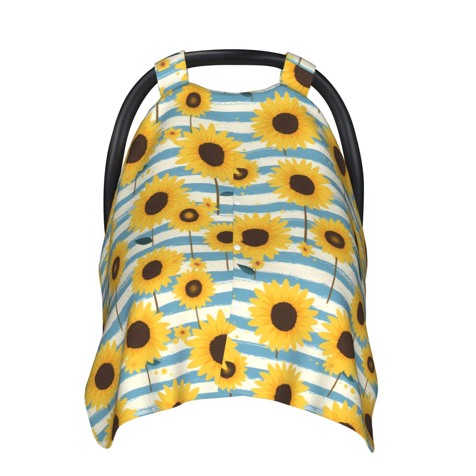 Naloa Blue White Striped Sunflower A Baby Car Seat Cover, Breathable Baby Carrier Cover, Multiuse Baby Carrier Cover & Nursing Breastfeeding Cover