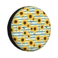 thumbnail image 1 of Naloa Blue White Striped Sunflower A PVC Leather Spare Tire Wheel Cover for Car Truck SUV Camper Trailer Universal Fit many size15 inch, 1 of 6