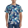 thumbnail image 1 of Naloa Blue and White Butterflies Men's T-Shirt Sport T-shirt Men's Basic Tee Casual Men's Shirt, Round Neck, Short Sleeves - Small, 1 of 5
