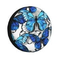 thumbnail image 1 of Naloa Blue and White Butterflies PVC Leather Spare Tire Wheel Cover for Car Truck SUV Camper Trailer Universal Fit many size15 inch, 1 of 6