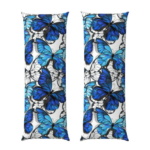 Naloa Blue and White Butterflies Super Soft 20x60 Body Pillow Case,Long Side Hidden ZipperPILLOWS ARE NOT INCLUDED