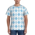thumbnail image 1 of Naloa Blue and White Squares Men's T-Shirt Sport T-shirt Men's Basic Tee Casual Men's Shirt, Round Neck, Short Sleeves - XX-Large, 1 of 5