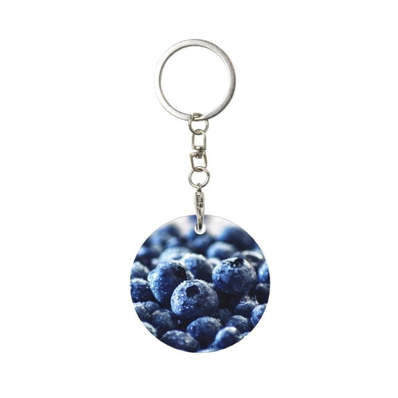 Naloa Blueberry Print Round Keychain Keychain Key Ring, Key Tag, Key Chain Bulk for Gift Accessories (Round)
