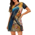 thumbnail image 1 of Naloa Bluebird Blossom Elegance Print Women Nightgowns,Womens Loungewear,Short Sleeve Sleepwear,Comfy Ladies Nightdress, 1 of 6