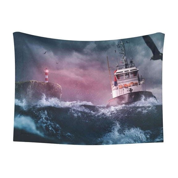 Naloa Boat Lighthouse Storm Waves Dog Blanket, 3 Sizes Cat Blanket for Indoor Cats Large Medium Small Dog Gifts-Medium