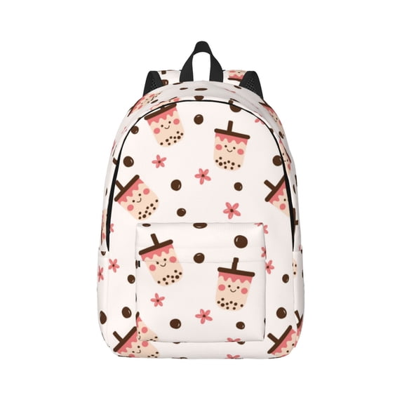 Naloa Boba Milk Tea Canvas Backpack for Men Women Rucksack Casual Travel Daypack College Tote Satchel Bookbag for Teens-Small