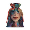 thumbnail image 1 of Naloa Bohemian Colorful Flower Woman Drawstring Christmas Bags, 3D Xmas Gift Bags, Christmas Wrapping Bags, Xmas Goodie Bags, Treat Pouch Bags, Party Favor Bags-Small, 1 of 9