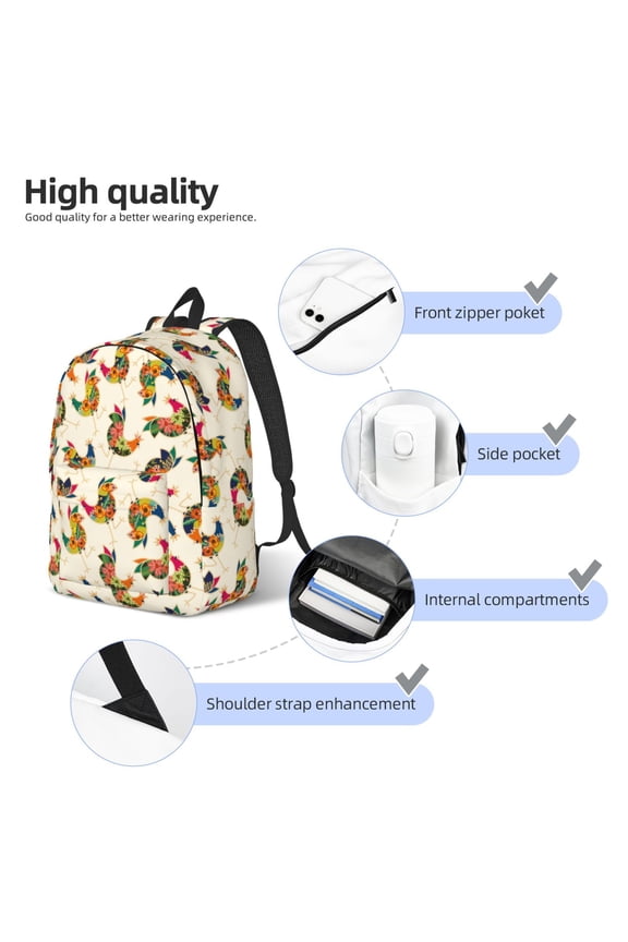 Boho Chicken Print Durable Canvas College Rucksack,Laptop Excursion Backpack,Travel Notebook School Backpack,Bookbag For Men Women