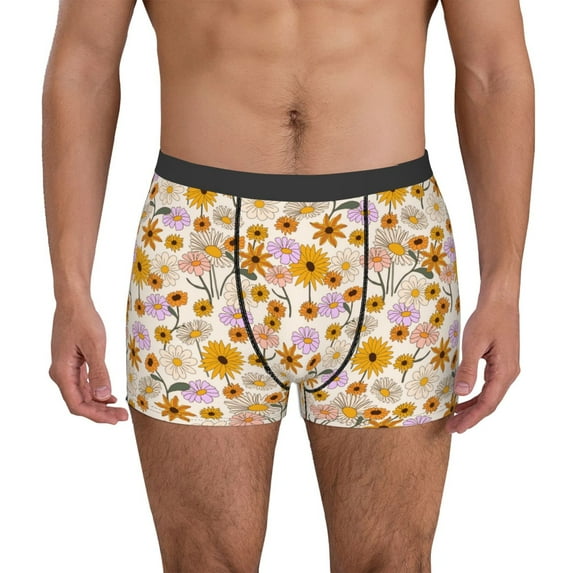 Naloa Boho Flowers Mens Underwear - Boxers for Men, Mens Boxer Briefs, Classic Briefs for Men-XX-Large