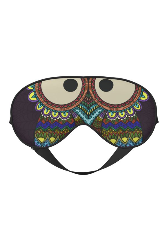 Boho Owl Print Sleep Mask for Sleeper, Light Blocking Sleeping Eye Mask for Women Men, Eye Shade with Adjustable Strap for Travel, Nap,Meditation
