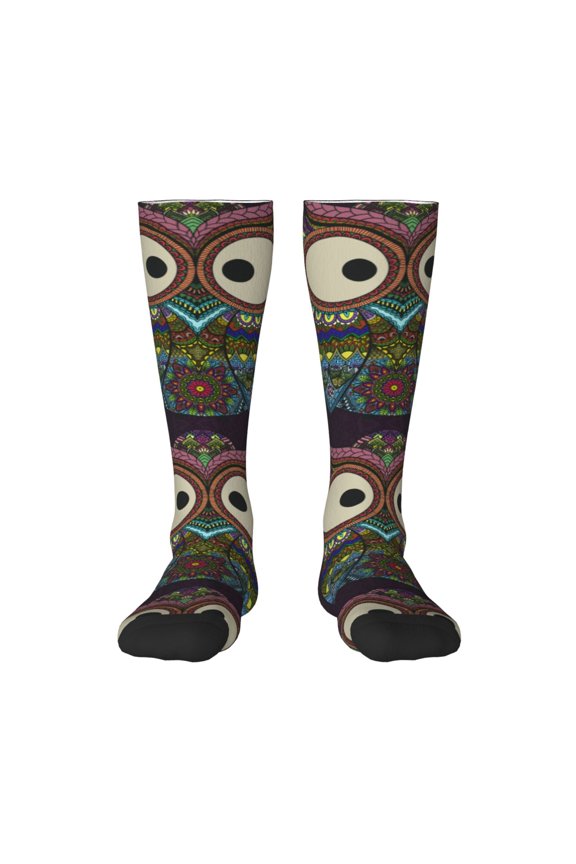 Boho Owl Thigh High Socks Extra Long Stretchy Sock Women Over Knee High Opaque Stocking Daily Wear