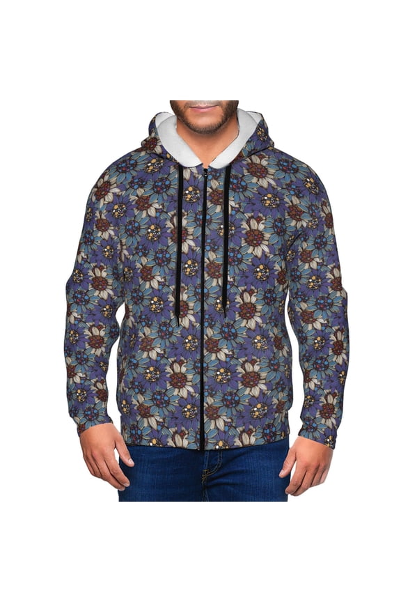 Boho Style Sunflowers Design Men’s Hoodies, Zip up Hoodie, Sweatshirts,Hoodies for Men Sizes S-3XL-Large