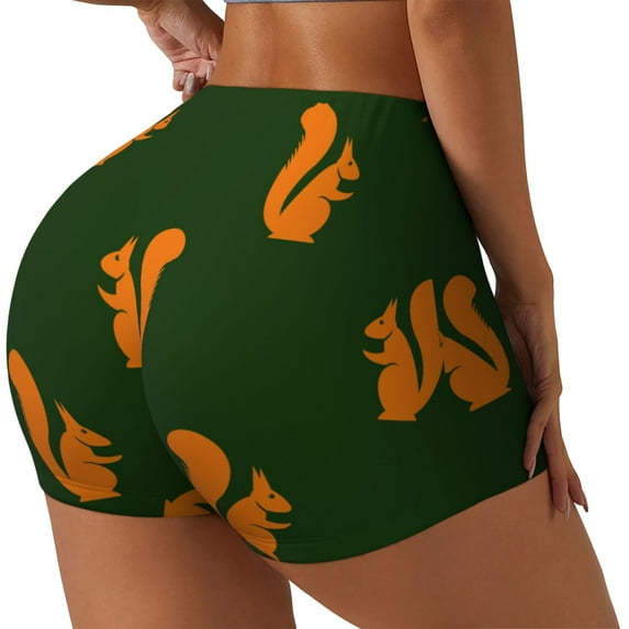 Naloa Bold Squirrel Silhouettes Biker Shorts for Women Seamless Scrunch Short Women’s Yoga Shorts for Gym Running Sport Shorts-XX-Large