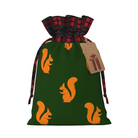 Naloa Bold Squirrel Silhouettes Christmas Gift Bags Christmas Drawstring Gift Bags Christmas Trees Decorations Indoor Holiday Party Christmas Treat Bags-Black