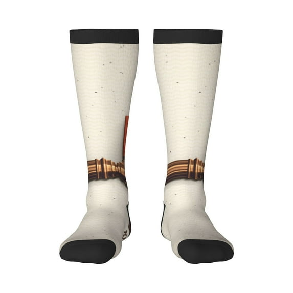 Naloa Books Key To Knowledge Knee Socks, High Socks Long Stretchy Sock Women Knee High Stocking, Long Socks for Women