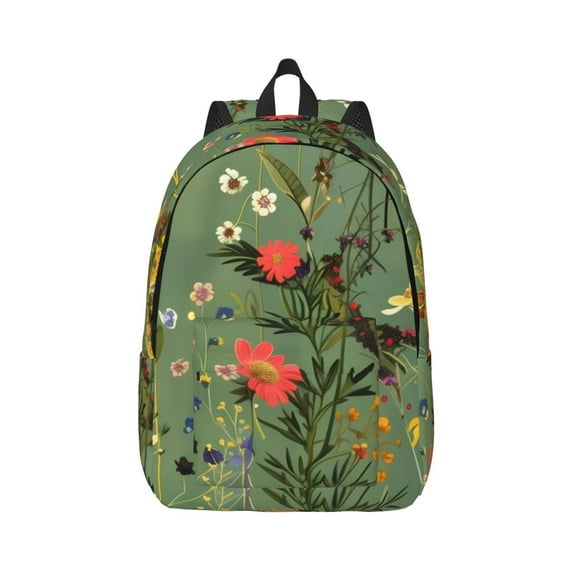 Naloa Botanical Garden With Cats Canvas Backpack for Men Women Rucksack Casual Travel Daypack College Tote Satchel Bookbag for Teens-Small