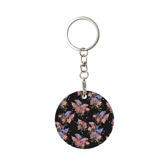 Naloa Bouquet Print Round Keychain Keychain Key Ring, Key Tag, Key Chain Bulk for Gift Accessories (Round)