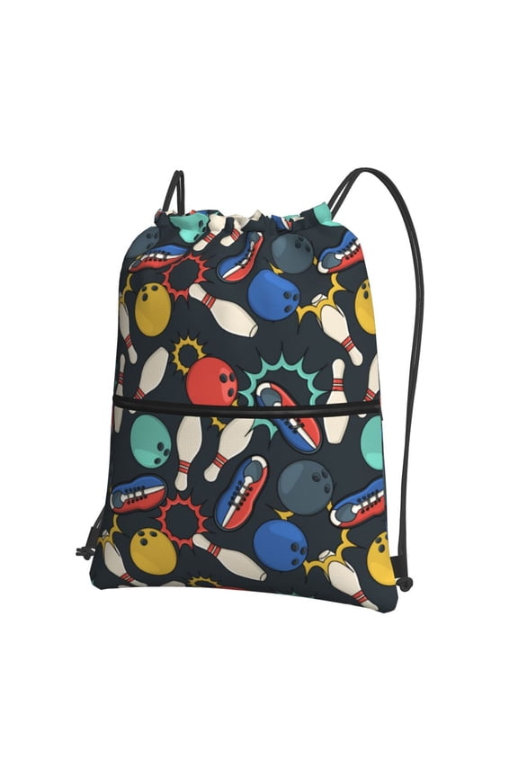 Bowling Ball Drawstring Backpack String Bag Cinch Water Resistant for Gym Shopping Sport Yoga