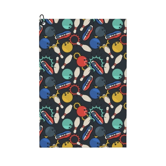 Naloa Bowling Ball Golf Towel Golf Gift for Men and Women Golf Towel with Carabiner Clip to Quickly Remove Mud, Dirt and Sweat