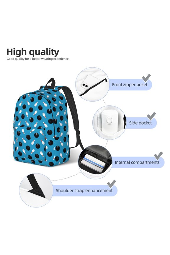 Bowling Balls Print Durable Canvas College Rucksack,Laptop Excursion Backpack,Travel Notebook School Backpack,Bookbag For Men Women