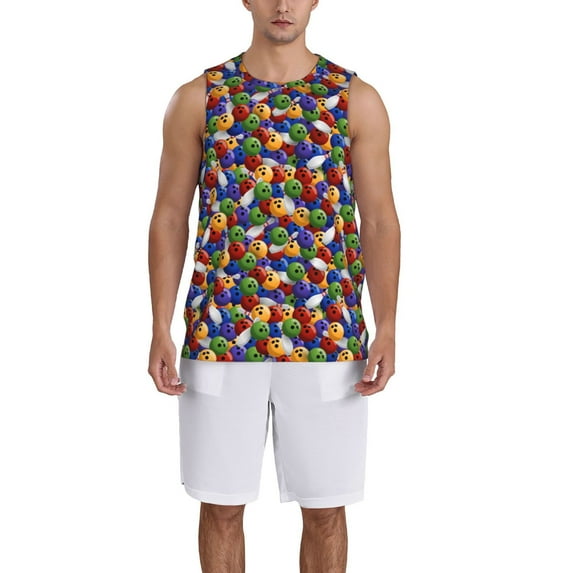 Naloa Bowling Colorful Basketball Jersey Reversible Men's Mesh Athletic Sports Shirts Training Practice S-4XLXX-Large