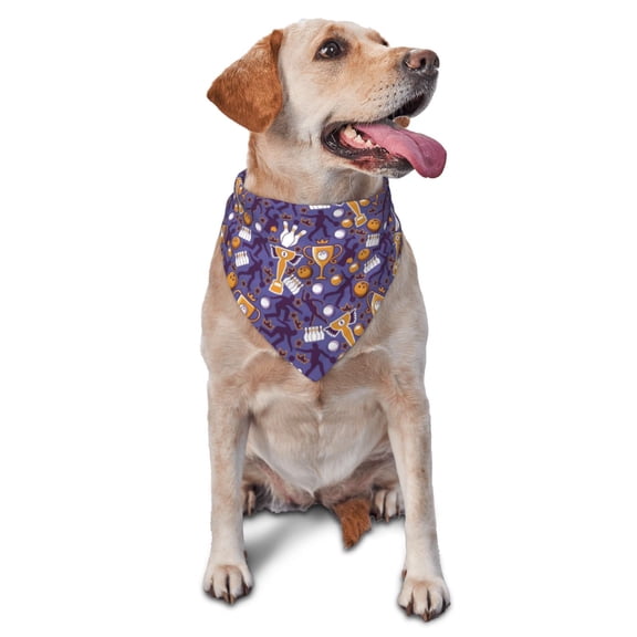 Naloa Bowling Game Dog Bandanas 1PC Washable Triangle Dog Scarfs Premium Durable Fabric, for Small Medium Large Dogs and Cats