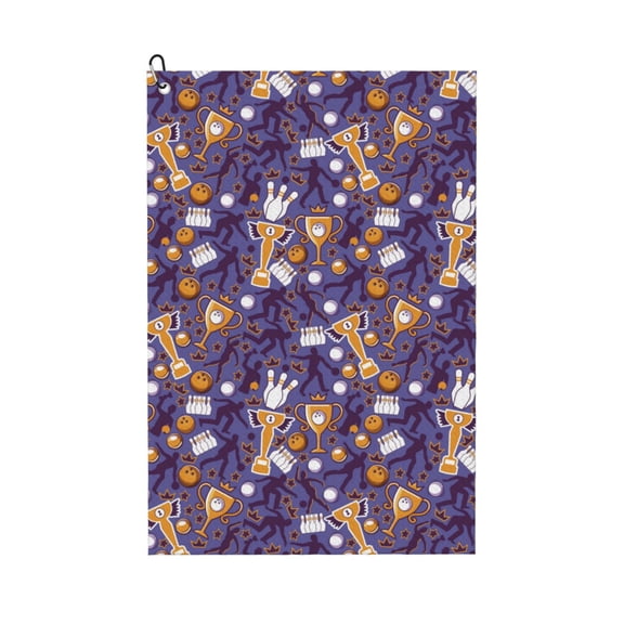 Naloa Bowling Game Golf Towel Golf Gift for Men and Women Golf Towel with Carabiner Clip to Quickly Remove Mud, Dirt and Sweat