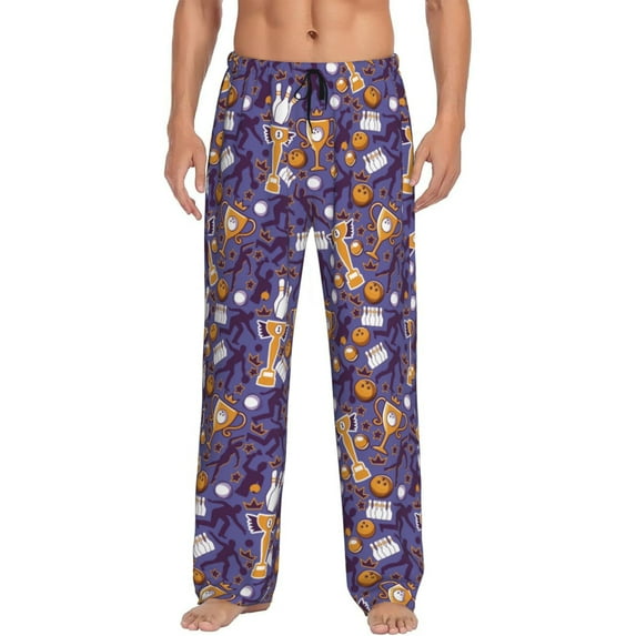 Naloa Bowling Game Pajama Pants Men, PJ Bottoms, Sleep & Lounge Pants-Large