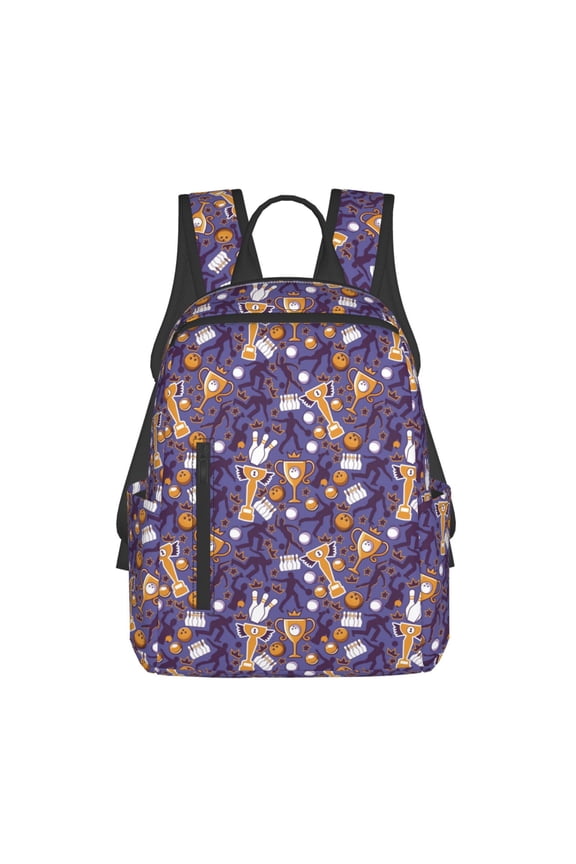 Bowling Game Print Lightweight DayBackpack Suitable for school, work, shopping, travel, etc.
