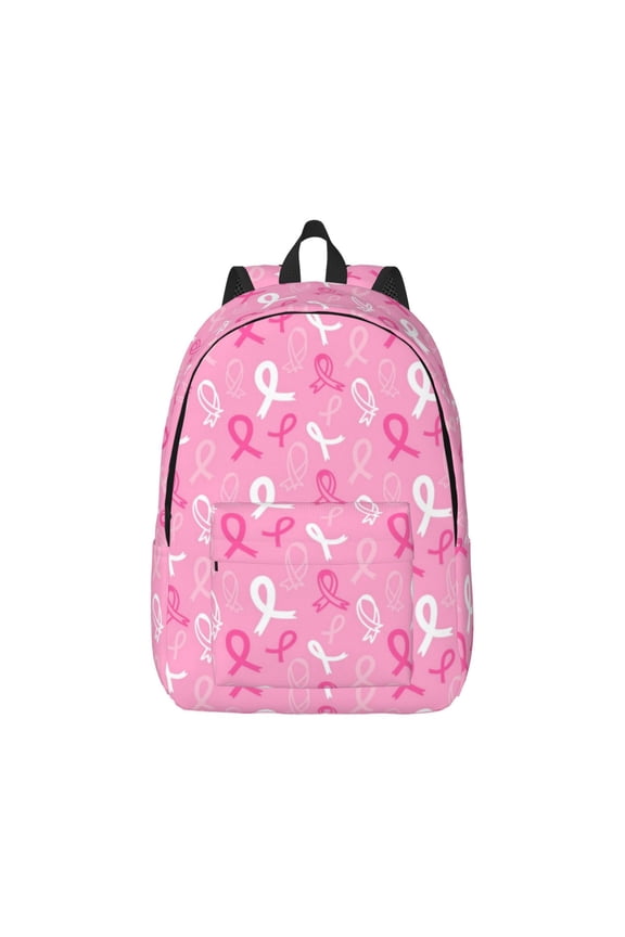 Breast Cancer Awareness (3) Canvas Backpack for Men Women Rucksack Casual Travel Daypack College Tote Satchel Bookbag for Teens-Small