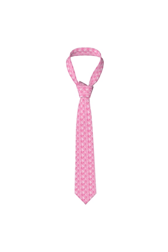 Breast Cancer Awareness (3) Print Solid Color Tie Formal Necktie for MenSuitable for business, daily life, work