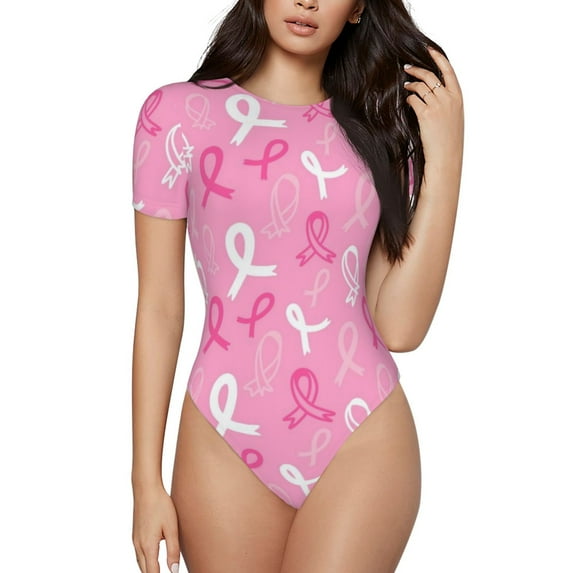 Naloa Breast Cancer Awareness (3) Women's Short-Sleeved Onesie, One-Piece Swimsuit for Parties, dates, clubs - XX-Large