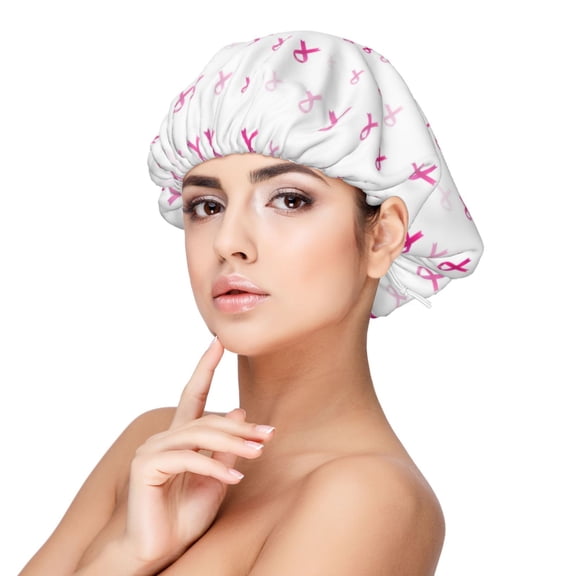 Naloa Breast Cancer Awareness (4) Adjustable Hair Bonnet for Sleeping, Hair Wrap Sleep Cap Turban for Women Men, Curly Straight Hair Long Large Braid Unisex