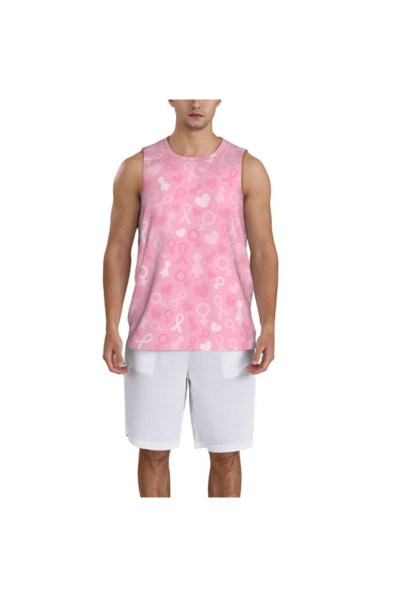 Breast Cancer Awareness Basketball Jersey Reversible Men's Mesh Athletic Sports Shirts Training Practice S-4XLMedium
