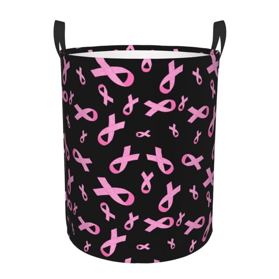 Naloa Breast Cancer Awareness Large Laundry Basket Waterproof Round Collapsible Storage bin with Handles for Hamper Kids Room,Toy StorageSmall