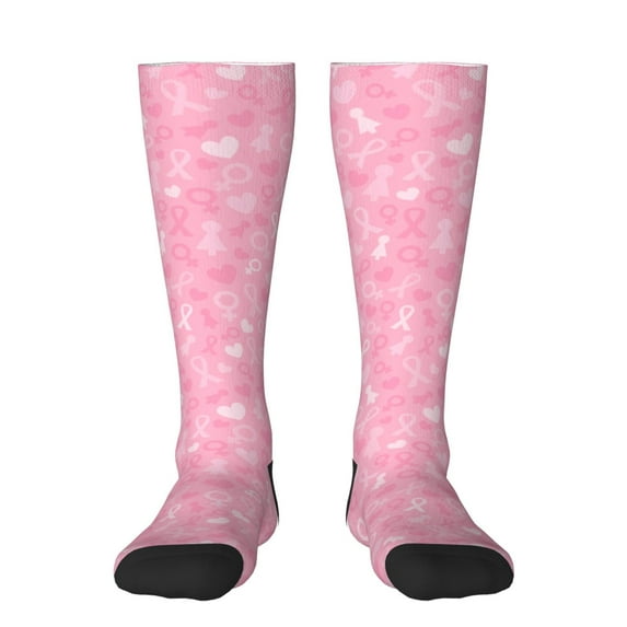 Naloa Breast Cancer Awareness Thigh High Socks Extra Long Stretchy Sock Women Over Knee High Opaque Stocking Daily Wear