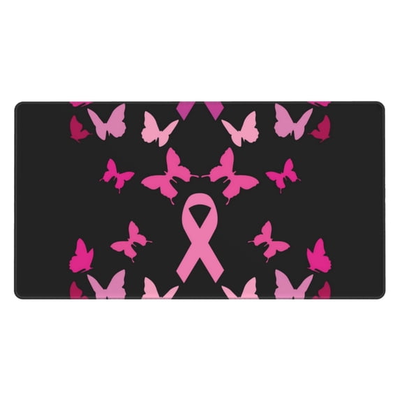 Naloa Breast Cancer Gaming Mouse Pad Large Mouse Mat Long Extended Desk Pad Non-Slip Rubber Mice Pads Stitched Edges Thin Pad (16x29.5 Inch)