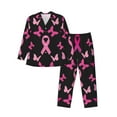 thumbnail image 1 of Naloa Breast Cancer Men’s Pajamas Set - Long Sleeve Button Down Sleep Shirt and Pajama Bottoms Sleepwear Set-Small, 1 of 7