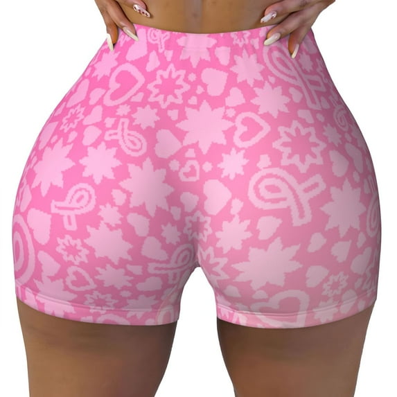 Naloa Breast CancerN Ribbons Awareness Biker Shorts for Women Seamless Scrunch Short Women’s Yoga Shorts for Gym Running Sport Shorts - X-Large