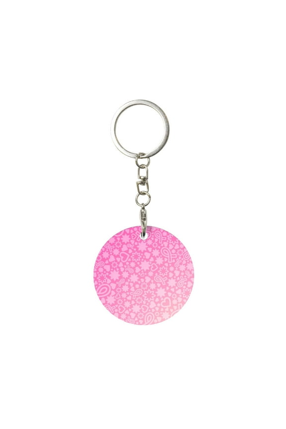Breast CancerN Ribbons Awareness Print Round Keychain Keychain Key Ring, Key Tag, Key Chain Bulk for Gift Accessories (Round)