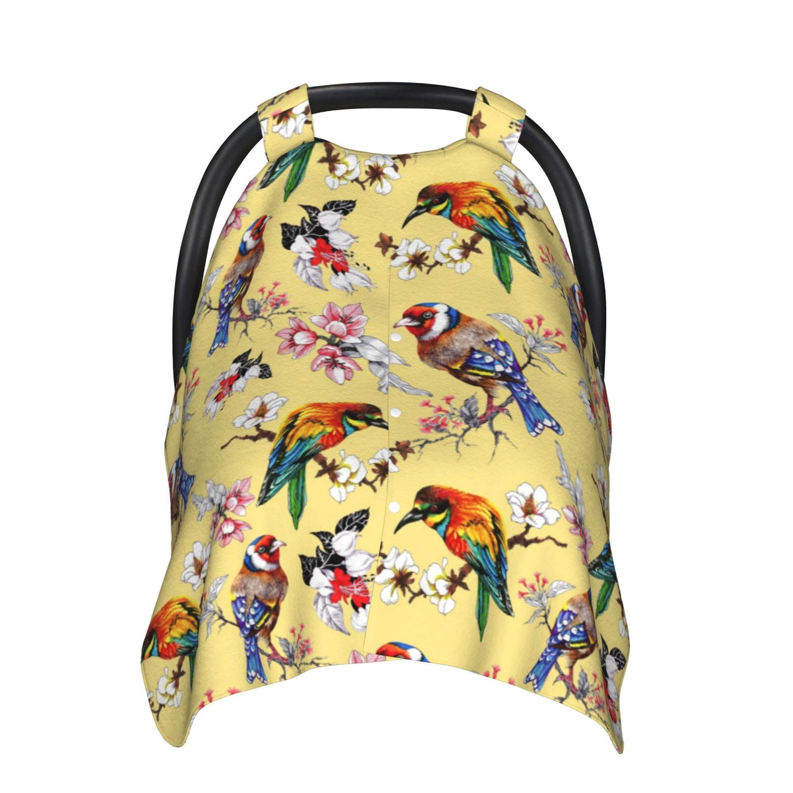 Naloa Bright Birds Baby Car Seat Cover, Breathable Baby Carrier Cover, Multiuse Baby Carrier Cover & Nursing Breastfeeding Cover
