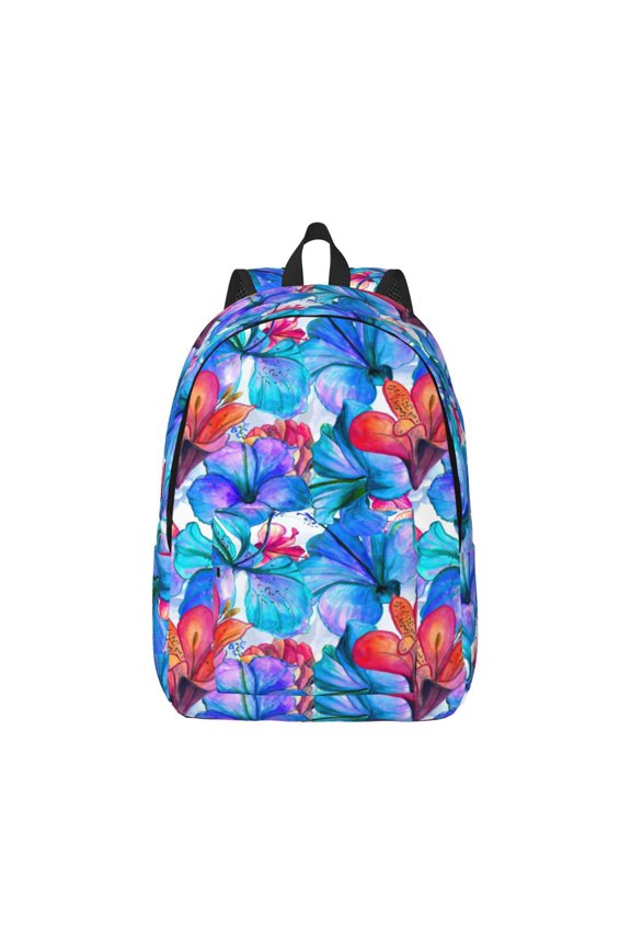Bright Flowers Canvas Backpack for Men Women Rucksack Casual Travel Daypack College Tote Satchel Bookbag for Teens-Small