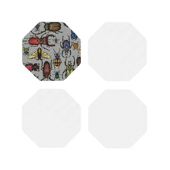 Naloa Bright Insects Leather Coasters for Drinks, Durable Drink Coasters 4 Set for Tabletop Protection, Luxurious Home Décor and Housewarming Gift ( {designName})Octagon