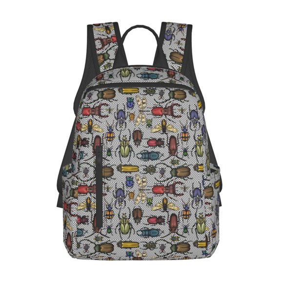 Naloa Bright Insects Print Lightweight DayBackpack Suitable for school, work, shopping, travel, etc.