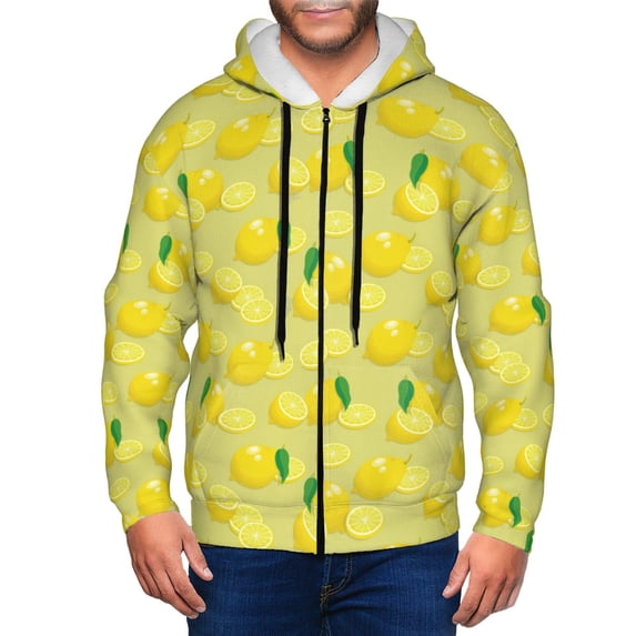 Naloa Bright Lemons Men’s Hoodies, Zip up Hoodie, Sweatshirts,Hoodies for Men Sizes S-3XL-3X-Large