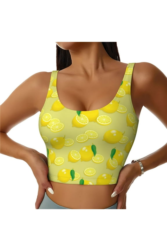 Bright Lemons Sports Bras for Women, High Support Bra with Removable Pads, Comfortable - Medium