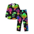 thumbnail image 1 of Naloa Bright Mushrooms Men’s Pajamas Set - Long Sleeve Button Down Sleep Shirt and Pajama Bottoms Sleepwear Set-XX-Large, 1 of 7